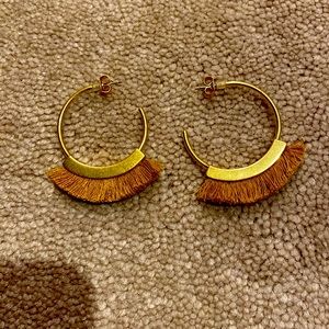 Gold hoop earrings with fringe